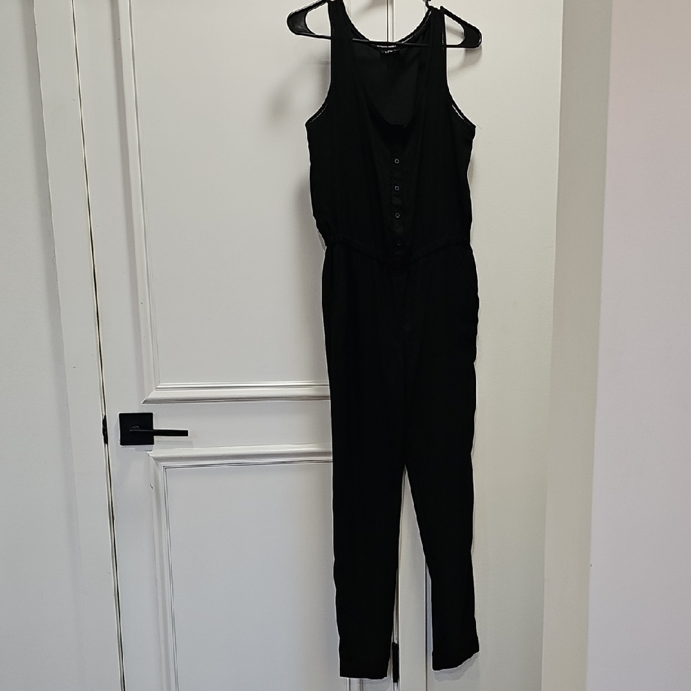 Ann Taylor LOFT Black Button-Front Jumpsuit SZ:XS